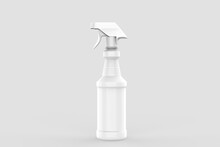 Blank Plastic Spray Detergent Bottle Isolated On White Background. Packaging Template Mockup Collection. With Clipping Path Included. 3d Illustration 