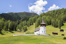Church Of The Dear Lady, Frauenkirch On The Green Hill, In Davos District, Grisons, Switzerland