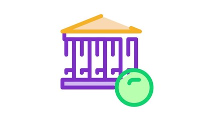 Poster - Financial Building And Dollar Coin animated icon on white background