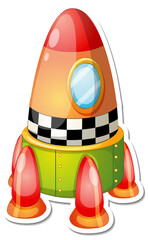 Wall Mural - A sticker template with Rocket Space Cartoon isolated