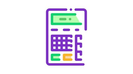 Sticker - Calculator Financial Electronic Mechanism animated icon on white background