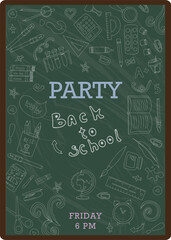 Fototapete - Back to school. Big vector doodle set. Stationery for school, university and office. Hand-drawn school supplies. A set of colored flat icons. Cartoon illustrations for elementary school.