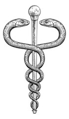 Sticker - Caduceus Vintage Doctor Medical Snakes Symbol