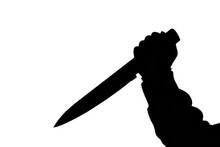 Silhouette Hand With Knife On White Background,vector Illustration