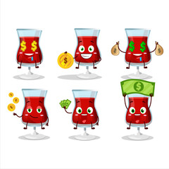 Canvas Print - Red wine cartoon character with cute emoticon bring money