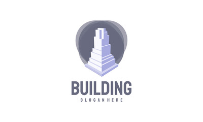 Wall Mural - isometric building logo designs vector, real estate logo template, logo symbol icon