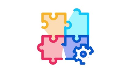 Poster - Puzzle Game And Gear Agile Element animated icon on white background