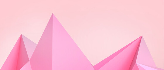 Aufkleber - Abstract futuristic Digital art Background. Creative idea inspiration and Target with Geometric shapes Triangle Origami Concept on Pink. Minimal, banner, poster, Card, website, Copy Space-3d Rendering