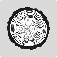 Wall Mural - Tree rings wood abstract web icon 