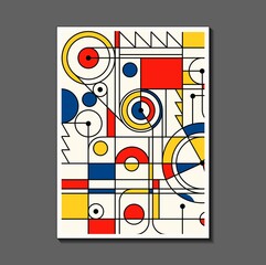 Wall Mural - Steampunk mechanic. Fashion poster inspired by postmodern Mondrian. Neoplasty, Bauhaus. Useful for interior design, background, poster design, first page of the magazine, high-tech printing, cover.