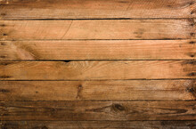 Weathrered Old Wooden Planks Background With Nails Top View.