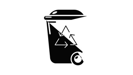 Poster - Trash wheelie bin icon animation simple best object on white
