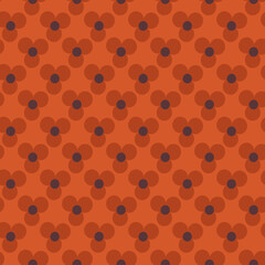 Poster - Orange retro flower vector seamless repeat pattern print background