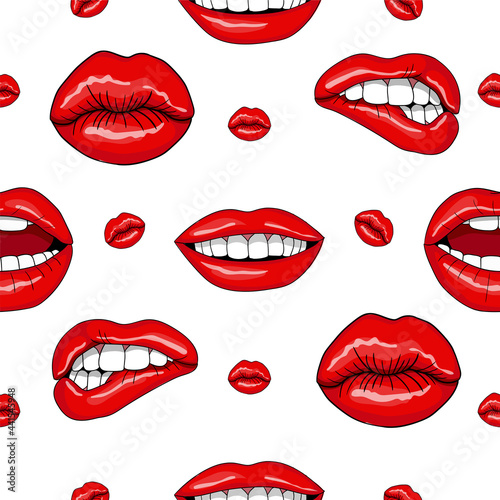 Dekoracja na wymiar  usta-jednolity-wzor-stylu-retro-pop-art