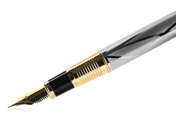 Beautiful fountain pen with ornate nib isolated on white