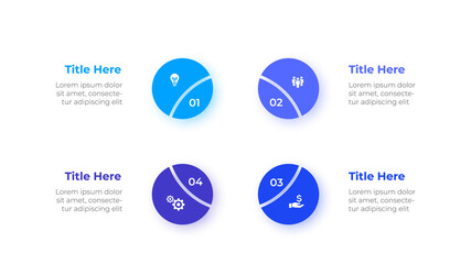 Poster - Four infographics circles. Template for cycle business presentation. Vector info graphic design illustration with 4 options