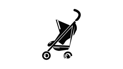Wall Mural - Baby carriage simple icon animation simple best object on white