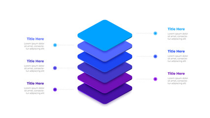 Aufkleber - Six isometric square shapes. Vertical infographic illustration. Template for business presentation. Vector info graphic with 6 steps