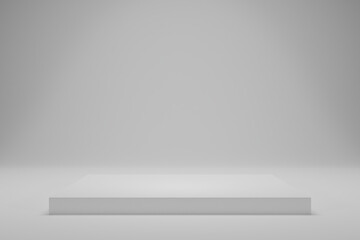 Poster - blank white gradient background with product display platform. empty studio with rectangle podium pe