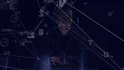 Poster - Animation of networks of connections and data processing over hacker