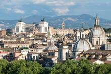 Rome Skyline In Summer With View Of Vatican City And Victor Emmanuel II Monument , Italy
