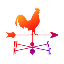 Farm Van Chicken Symbol Illustration. Rustic Rooster Wind Silhouette Vector. Wing Direction Farmer Barn Decoration.
