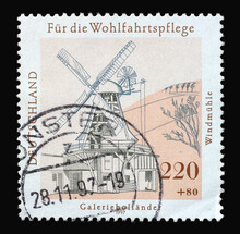 A Stamp Printed In Germany Shows Dutch Windmill, Water And Windmills Series, Circa 1997
