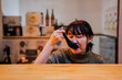 © ADDICTIVE STOCK - Asian lady during lunch in modern cafe