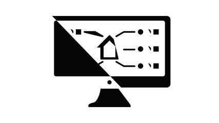 Poster - monitor icon animation simple best object on white