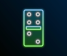 Wall Mural - Glowing neon line Domino icon isolated on black background. Colorful outline concept. Vector