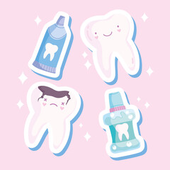 Poster - kawaii dental care set