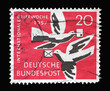 Stamp printed in Germany, shows Carrier Pigeons, International Letter Writing Week, circa 1957