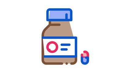 Poster - Dead Pill Bottle Icon Animation. color Dead Pill Bottle animated icon on white background