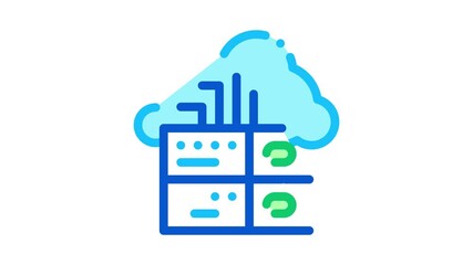 Aufkleber - Voip Cloud Digital System Icon Animation. color Voip Digital System animated icon on white background