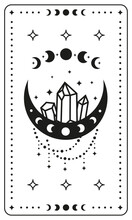 Black Magic Occult Tarot Card With Boho Symbols.