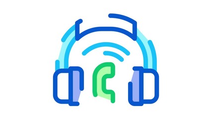Aufkleber - Voip System Headphones Icon Animation. color Voip System Headphones animated icon on white background