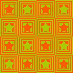 Poster - Orange and yellow stars tile pattern. Vector seamless and checkered tiles with stars.