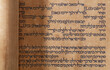 ancient hebrew hand-writing, 02, closeup on writing of precious Torah Scroll