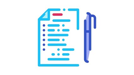 Poster - Voting Sheet with Pen Icon Animation. color Voting Sheet with Pen animated icon on white background