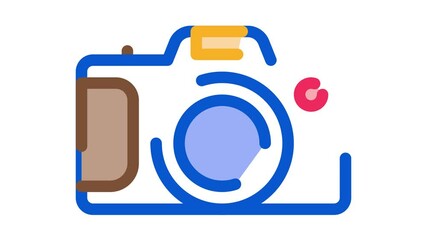  - Camera Icon Animation. color Camera animated icon on white background