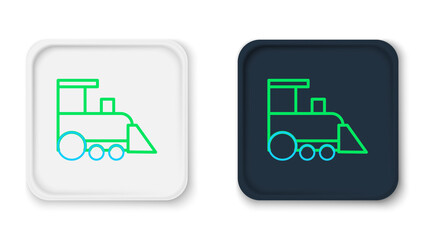 Sticker - Line Toy train icon isolated on white background. Colorful outline concept. Vector