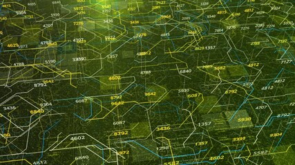 Poster - Seamless loop motion graphics background, abstract futuristic electronic circuit board. Animation. Electrical signals flowing randomly, neural network and big data.