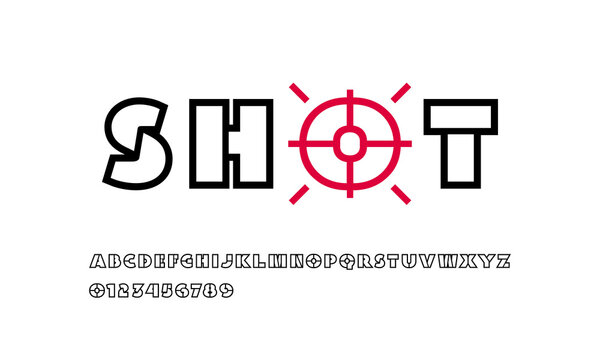 Extreme bold hollow sans serif font in military style