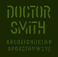 Aufkleber - Stencil font alphabet letters. Military style typography. Urban futuristic typographic design. Graffity letter set for t-shirt logo, army graffity, monogram and lettering. Isolated vector typeset