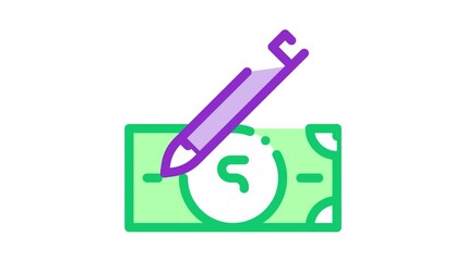 Poster - Drawing Fake Banknotes Icon Animation. color Drawing Fake Banknotes animated icon on white background