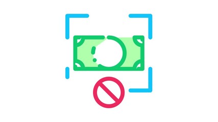 Poster - Fake Banknote Orientation Icon Animation. color Fake Banknote Orientation animated icon on white background