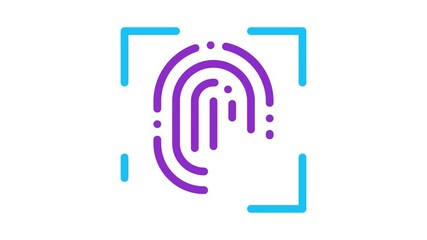 Canvas Print - Scan Fingerprint Close-up Icon Animation. color Scan Fingerprint Close-up animated icon on white background