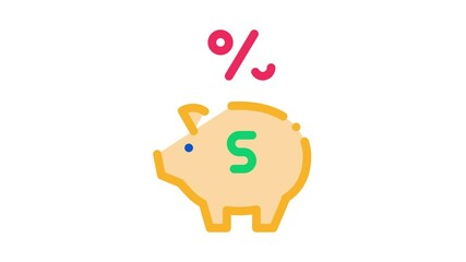 Poster - Piggy Bank Pig Money Icon Animation. color Piggy Bank Pig Money animated icon on white background