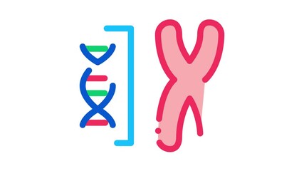 Poster - Chromosome And Molecule Icon Animation. color Chromosome And Molecule animated icon on white background