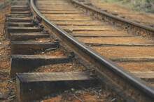 Closeup of old railway tracks